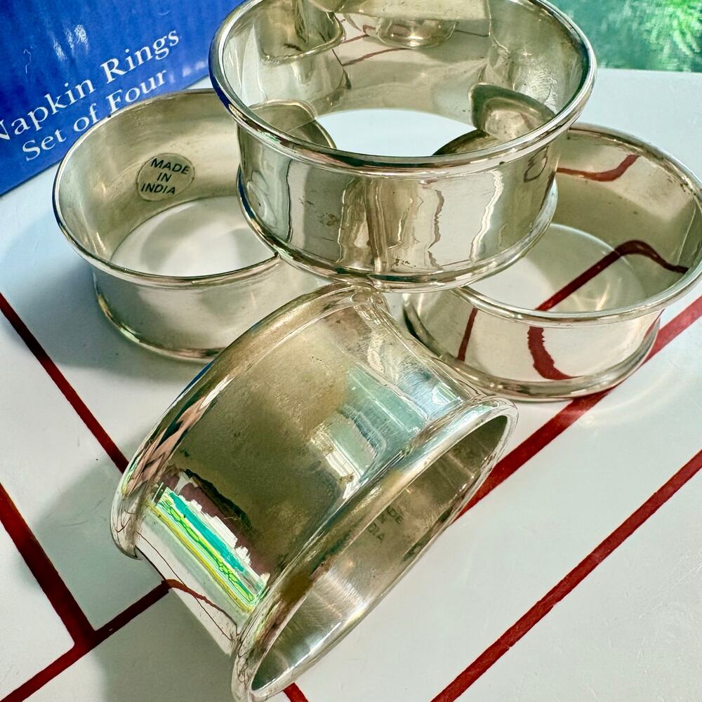 Vintage Timeless Treasures Silverplate Napkin Rings Set of 4